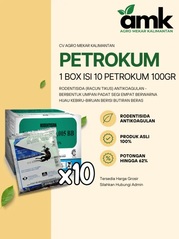 Petrokum Racun Tikus Paling Efektif Untuk Rumah dan Perkebunan 1 Box isi 10pcs 100 gr