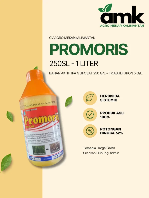 Promoris 250SL Herbisida Sistemik Selektif Gulma Berdaun Lebar dan Rumput Sawit 1 Liter