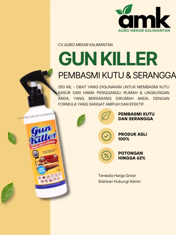 Gun Killer Pembasmi Kutu Kasur Spray, Anti Kutu Sofa, Serangga, Pembasmi Kutu Kasur 250 mL