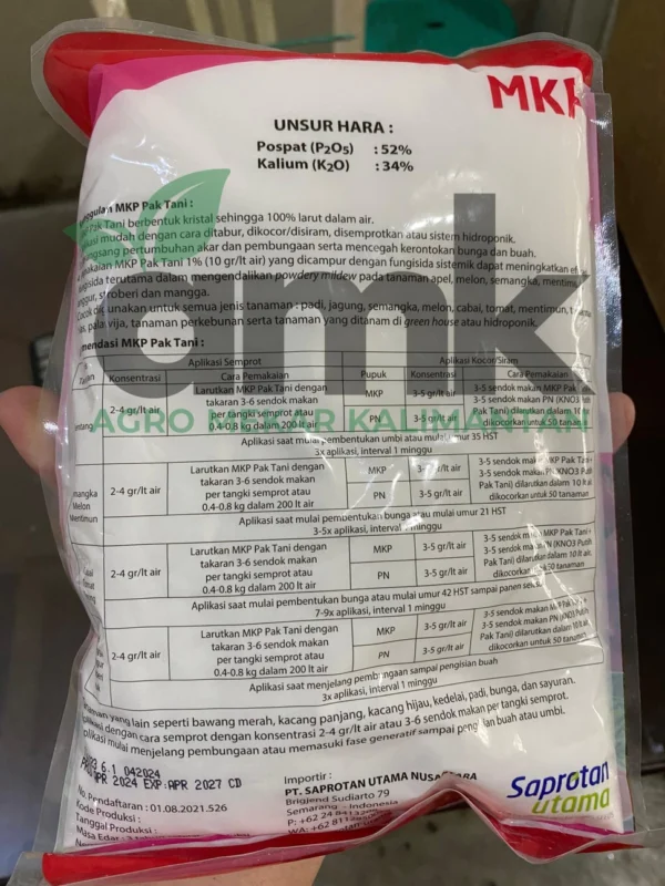 Pupuk MKP Pak Tani Mono Kalium Phospat Buah Bunga Kemasan 1 KG